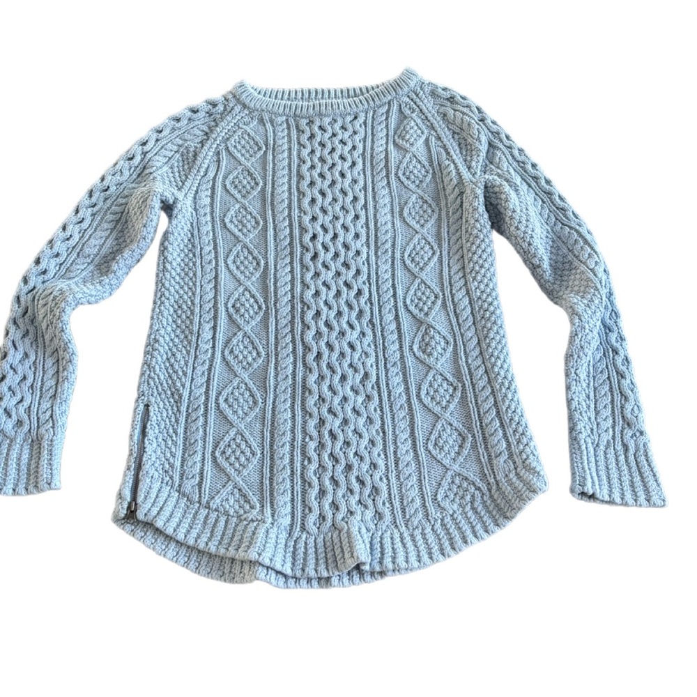 L.L.Bean Signature Cotton Fisherman Tunic Sweater - Ice Blue - Small - EUC